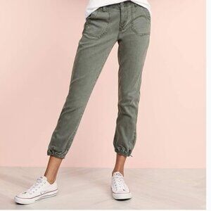 PAIGE Mayslie Green Cotton Cropped Jogger Pants Size 31